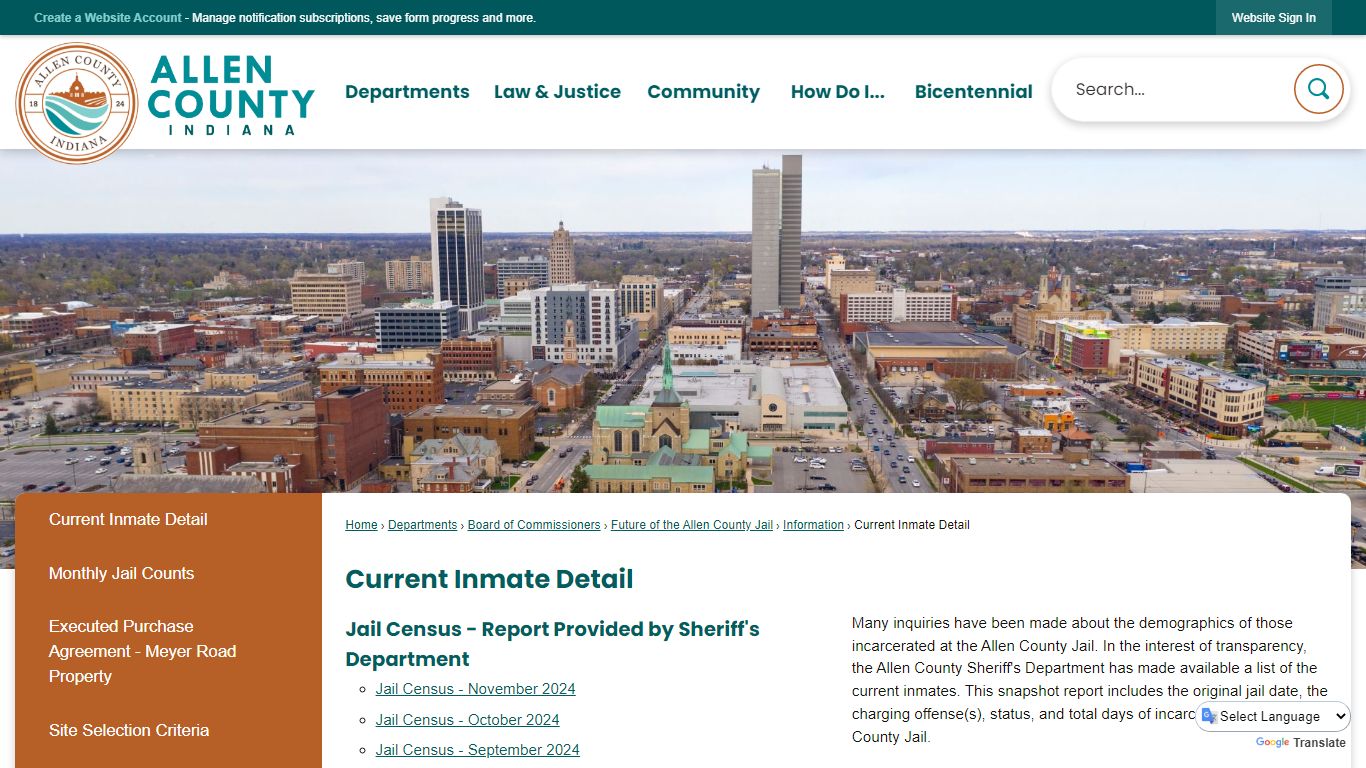 Current Inmate Detail | Allen County, IN - Indiana