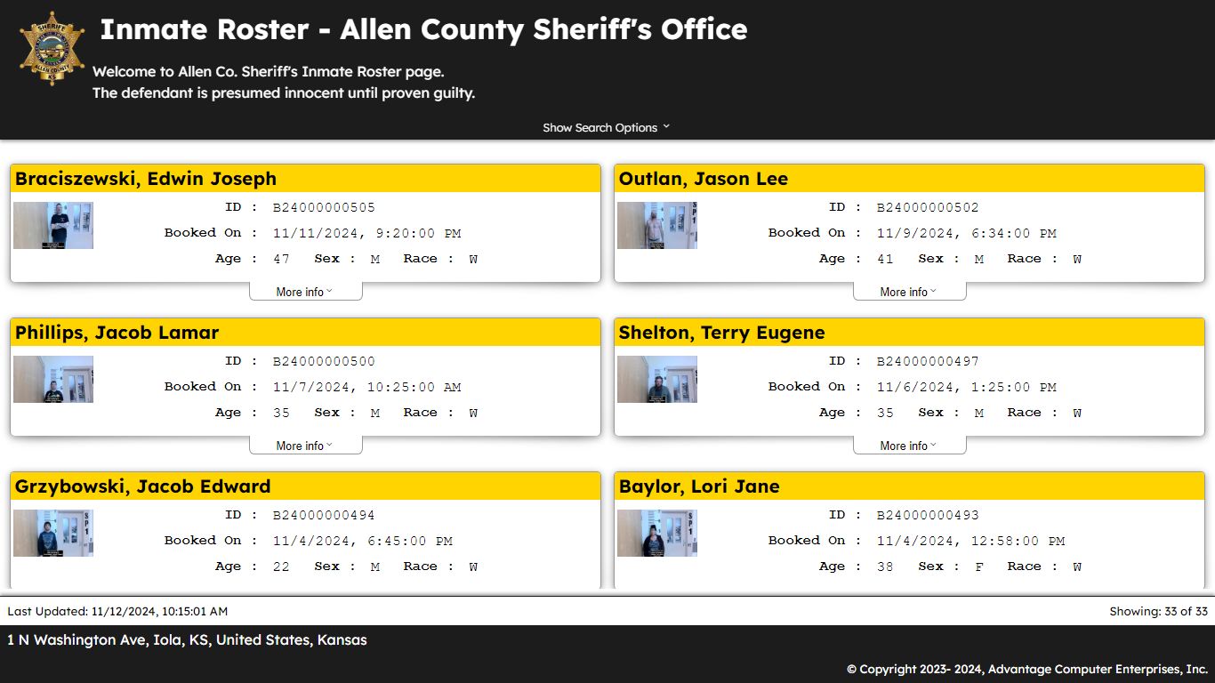 Advantage Inmate View - ALLEN COUNTY SHERIFF'S OFFICE