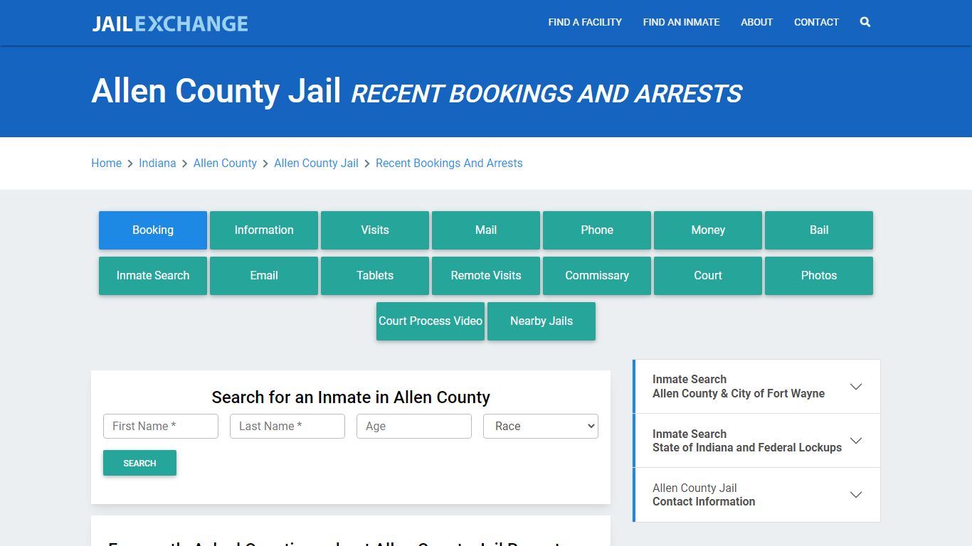 Allen County Jail Recent Bookings And Arrests - Jail Exchange